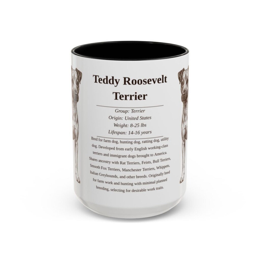 15oz Teddy Roosevelt Terrier Mug, Black, front view