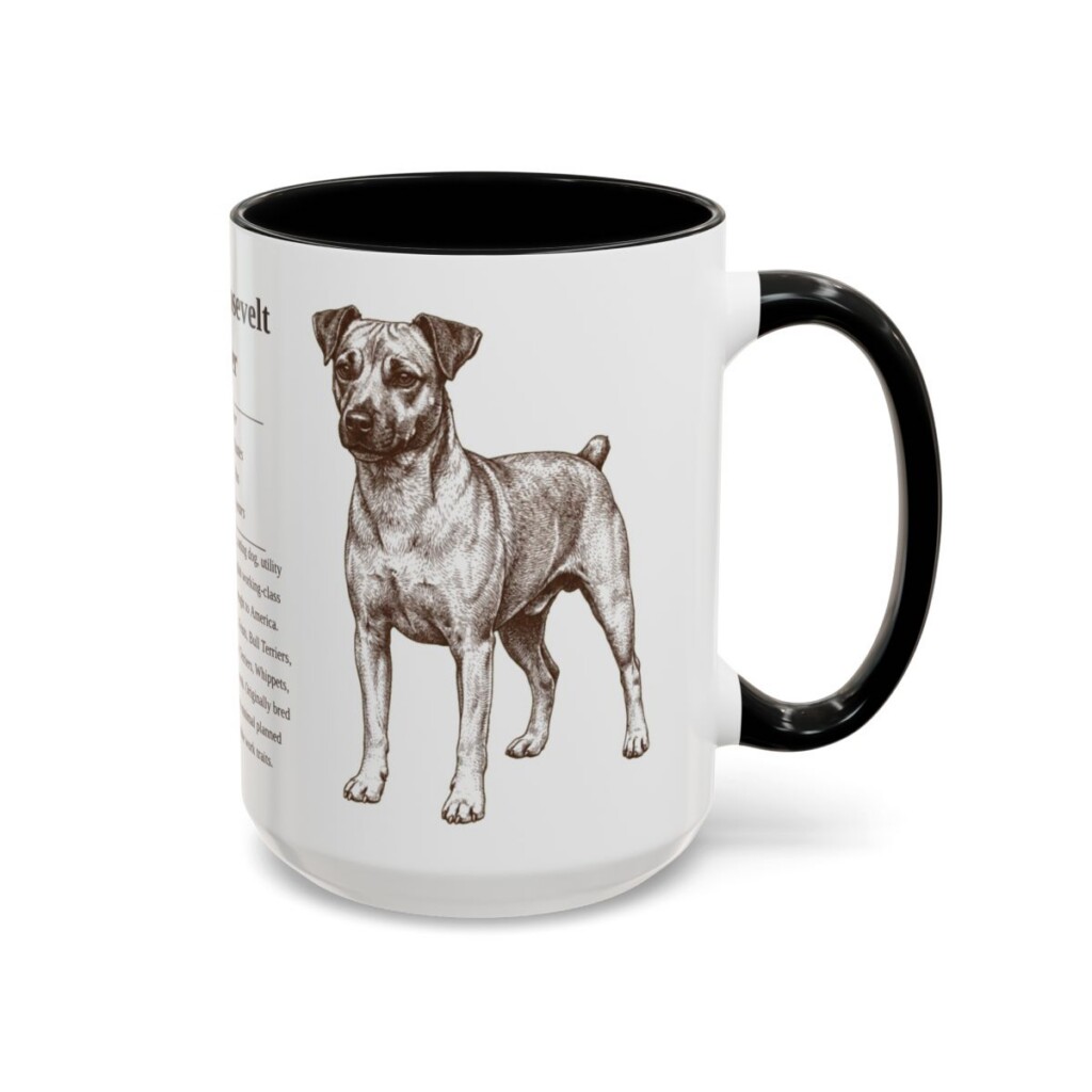 15oz Teddy Roosevelt Terrier Mug, Black, right side view