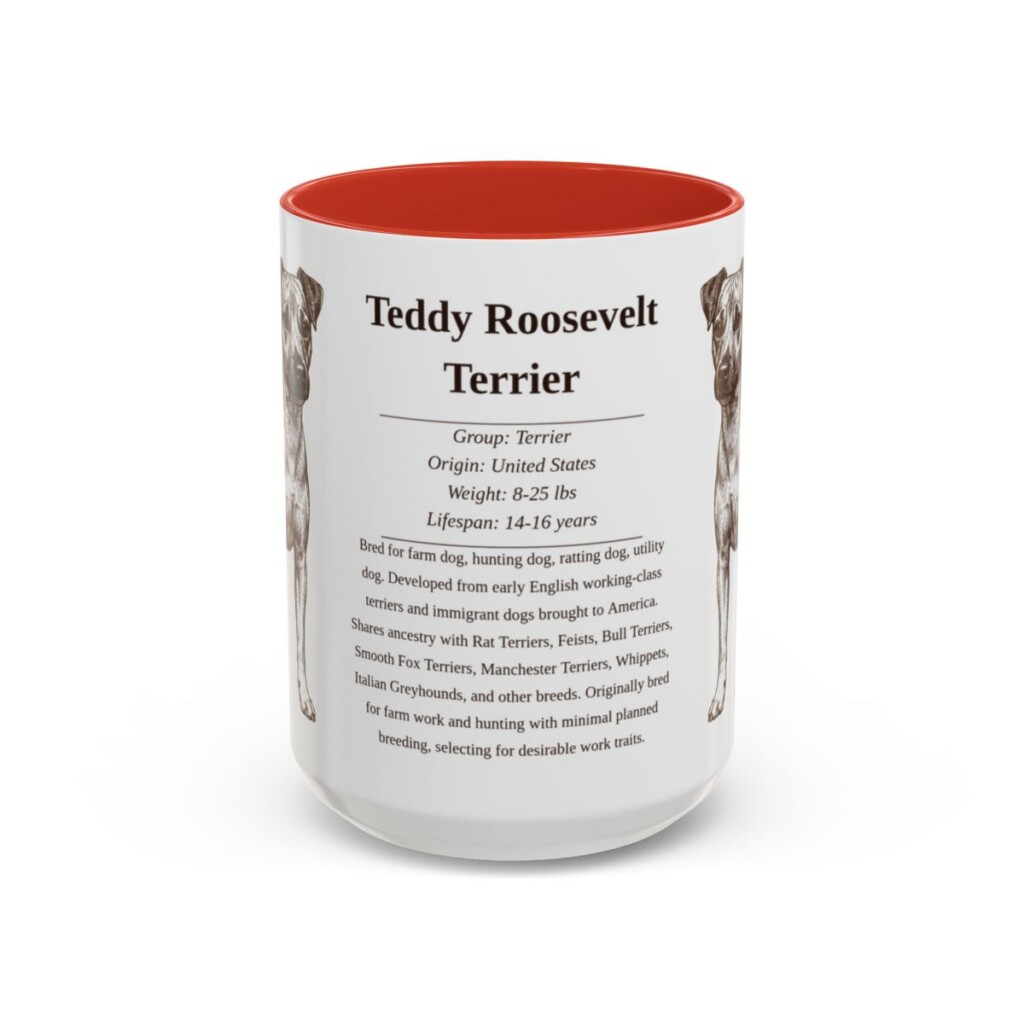 15oz Teddy Roosevelt Terrier Mug, Red, front view