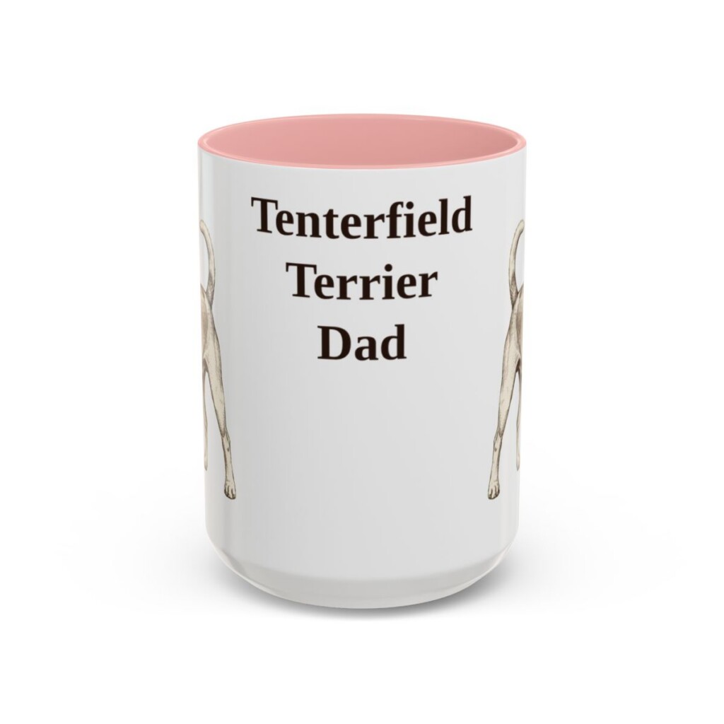 15oz Tenterfield Terrier Dog Dad Mug, Pink, front view