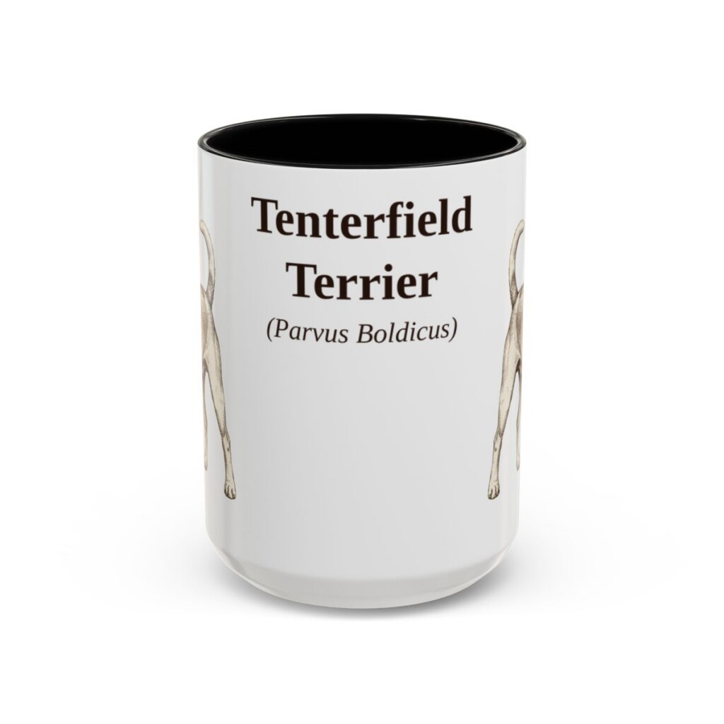 15oz Tenterfield Terrier Latin Mug, Black, front view