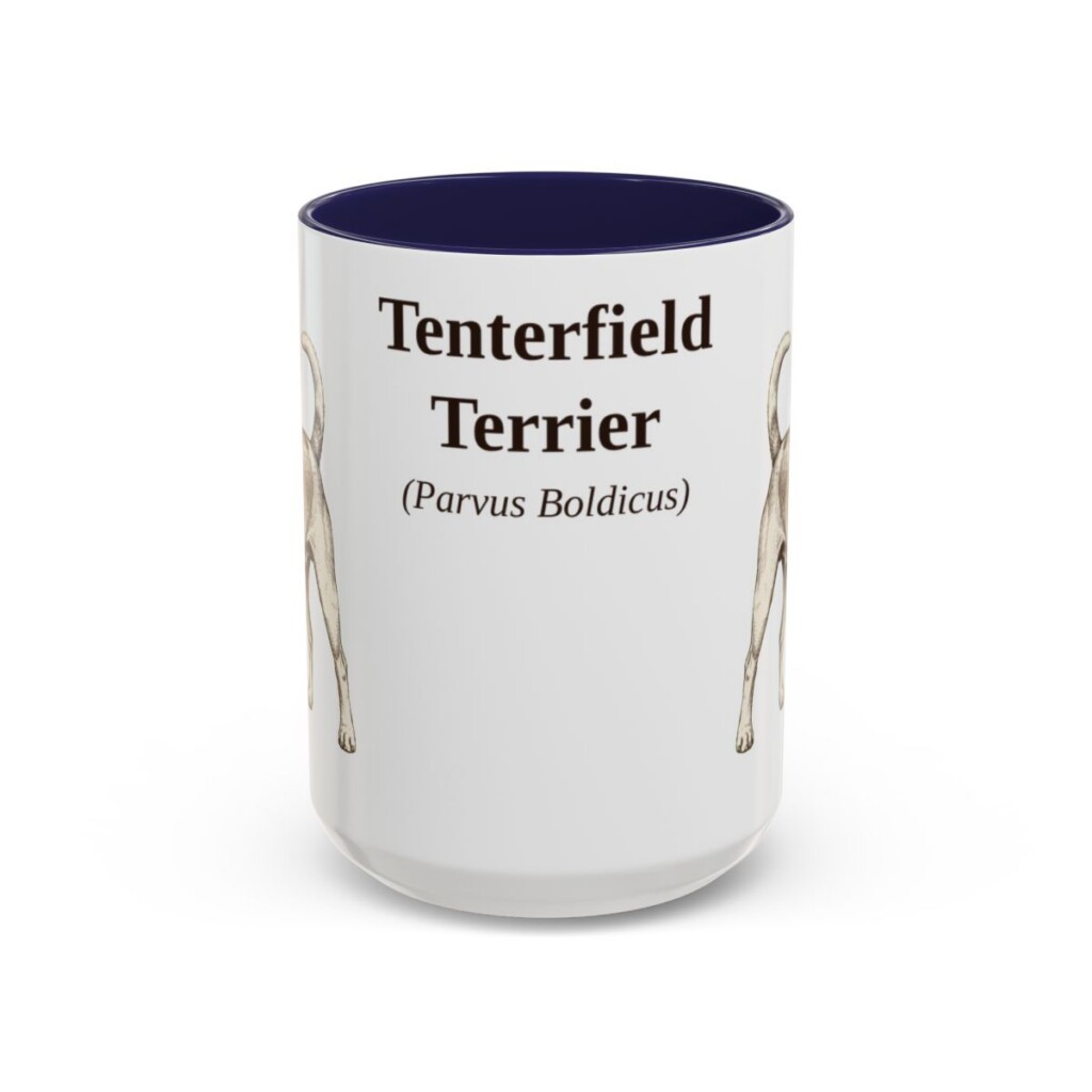 15oz Tenterfield Terrier Latin Mug, Navy, front view