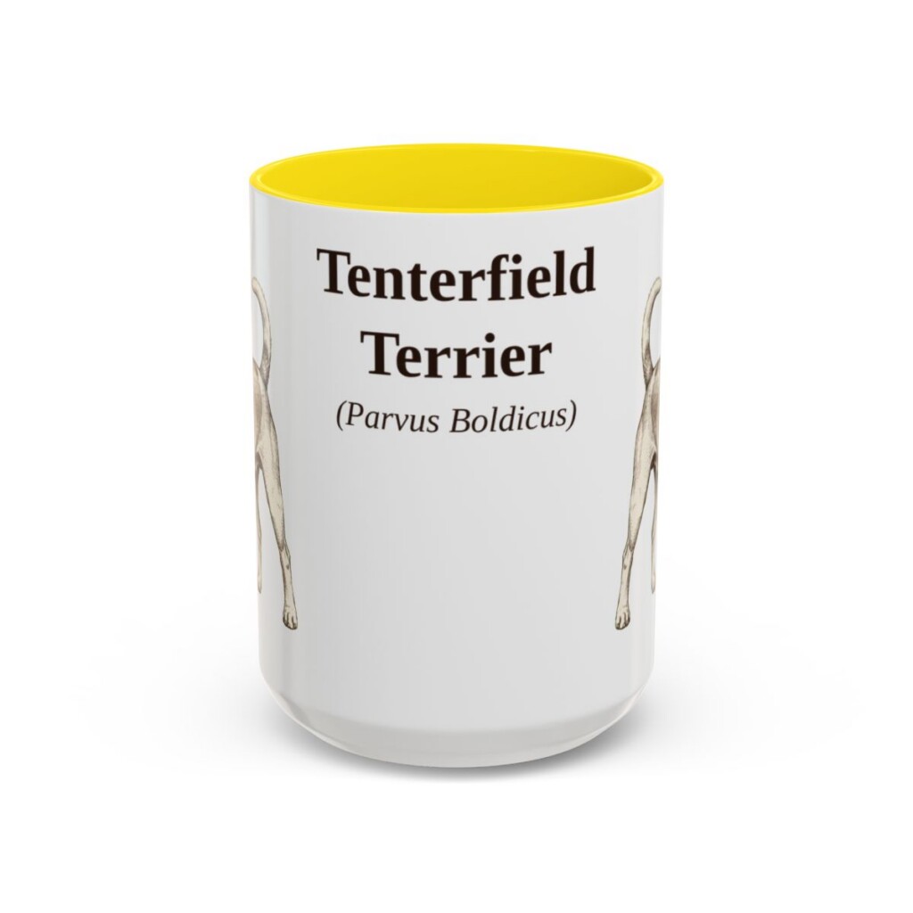 15oz Tenterfield Terrier Latin Mug, Yellow, front view