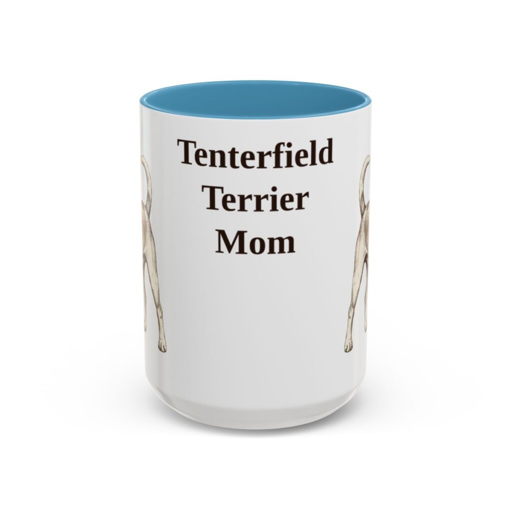 15oz Tenterfield Terrier Dog Mom Mug, Light Blue, front view