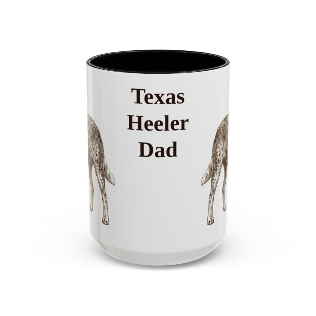 15oz Texas Heeler Dog Dad Mug, Black, front view