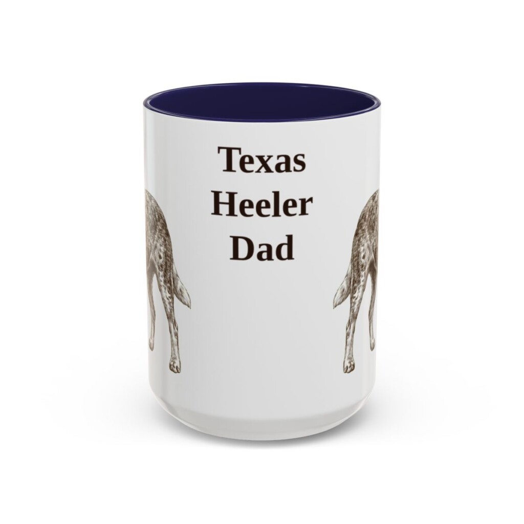 15oz Texas Heeler Dog Dad Mug, Navy, front view