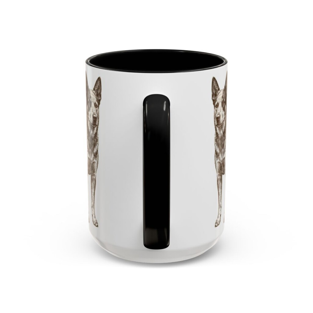 15oz Funny Texas Heeler Mug, Black, back view