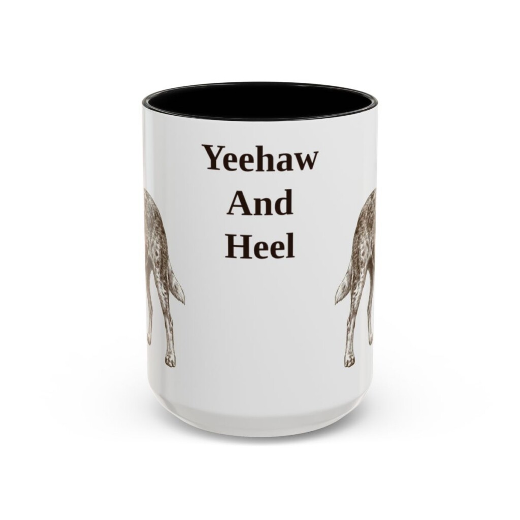 15oz Funny Texas Heeler Mug, Black, front view