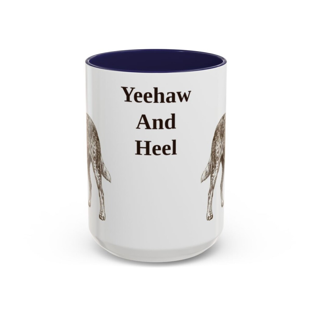 15oz Funny Texas Heeler Mug, Navy, front view