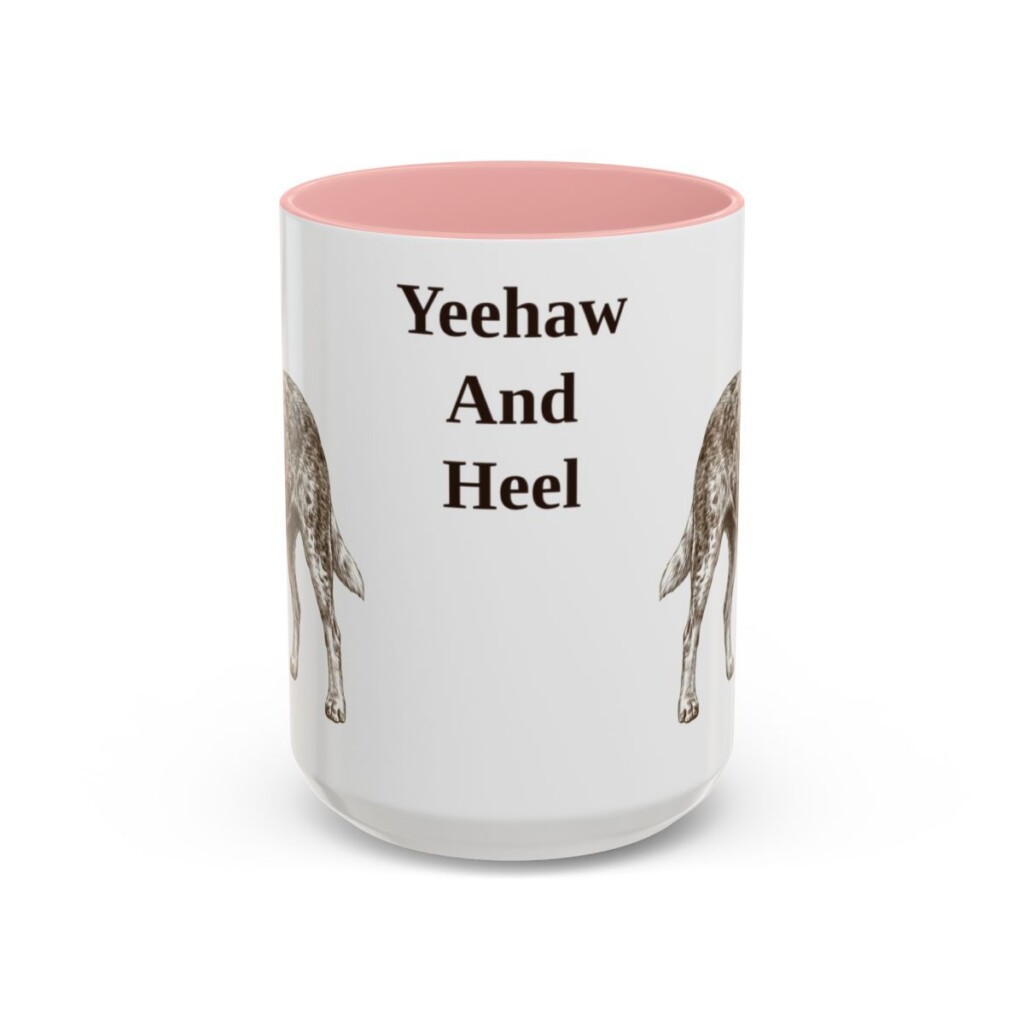 15oz Funny Texas Heeler Mug, Pink, front view