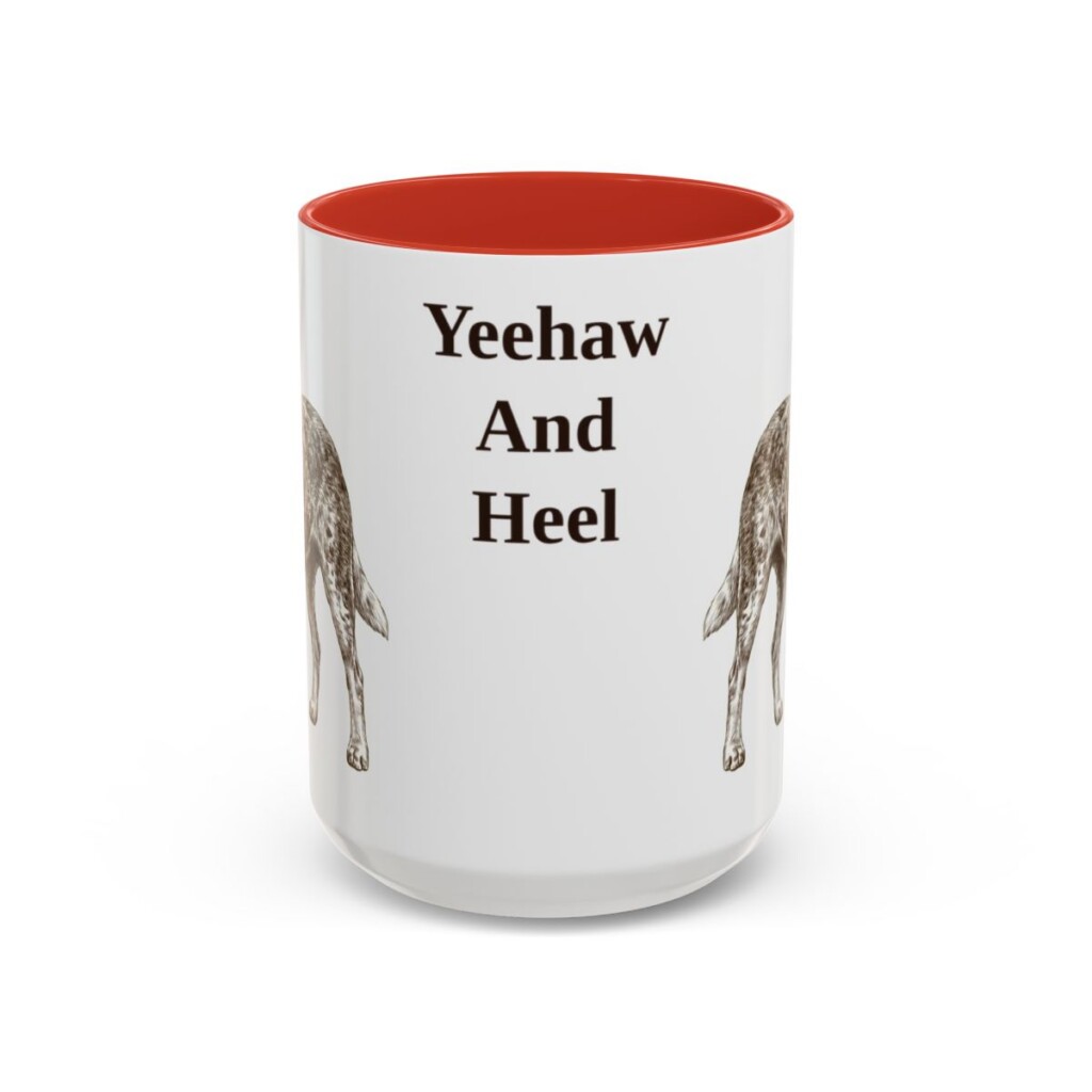 15oz Funny Texas Heeler Mug, Red, front view
