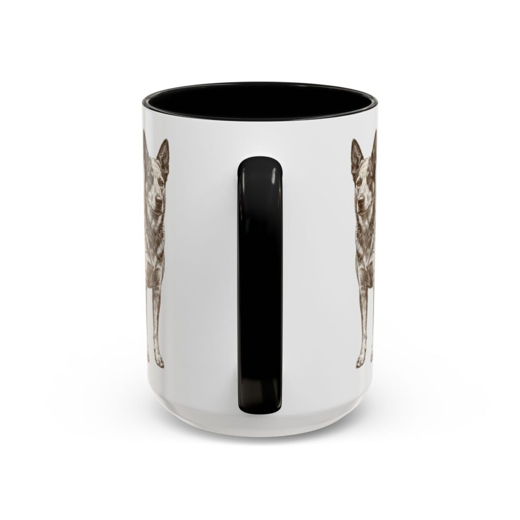 15oz Texas Heeler Latin Mug, Black, back view