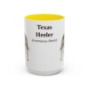 15oz Texas Heeler Latin Mug, Yellow, front view