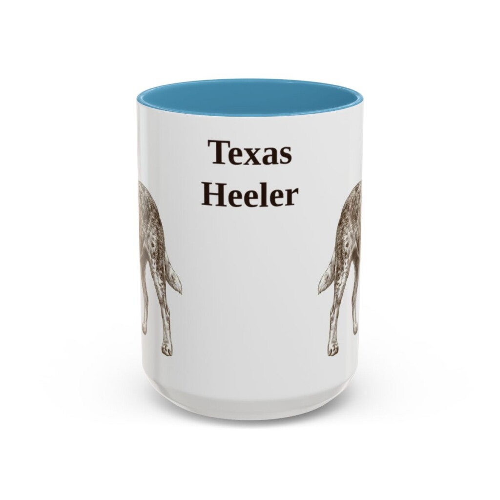 15oz Texas Heeler Mug, Light Blue, front view