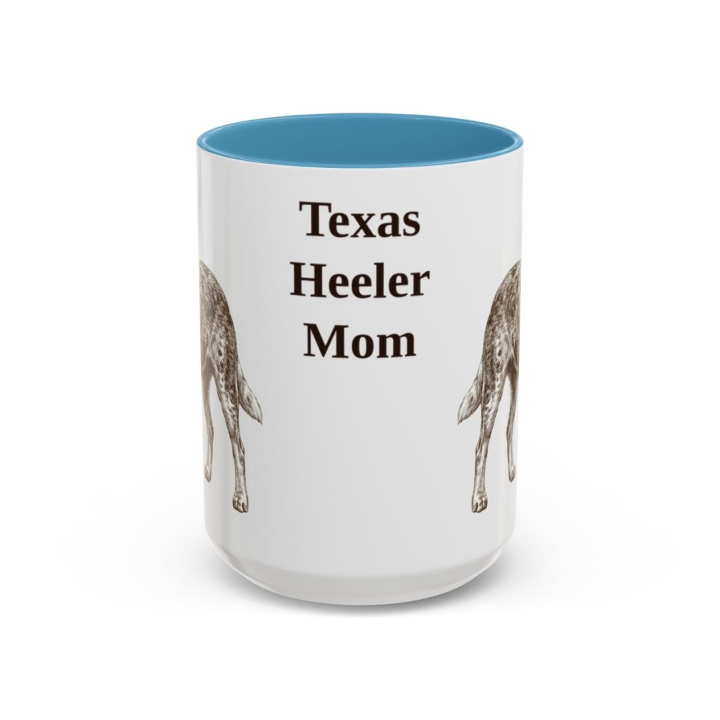 15oz-texas-heeler-mug-mom-light-blue 15oz Texas Heeler Dog Mom Mug, Light Blue, front view