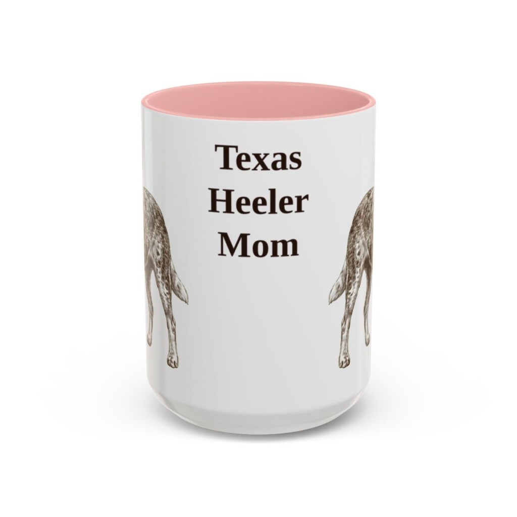 15oz-texas-heeler-mug-mom-pink 15oz Texas Heeler Dog Mom Mug, Pink, front view