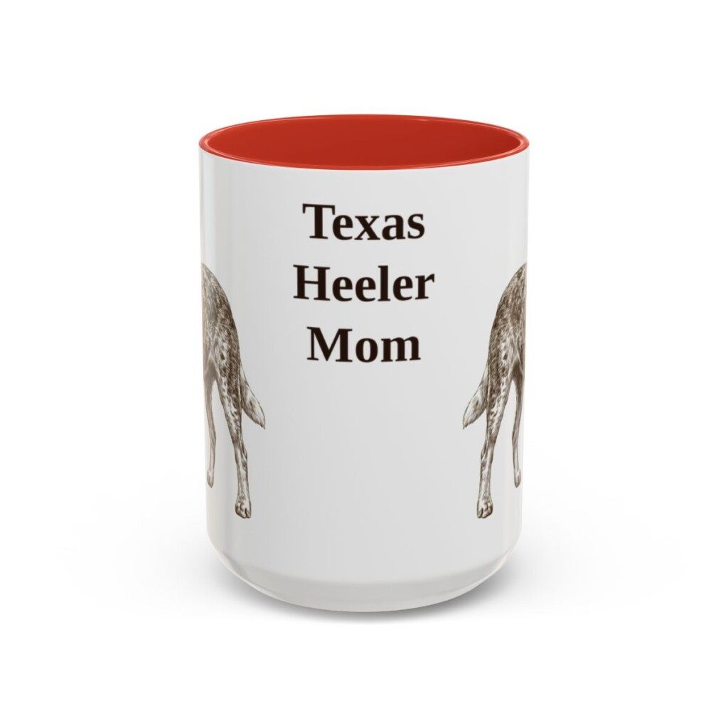 15oz-texas-heeler-mug-mom-red 15oz Texas Heeler Dog Mom Mug, Red, front view