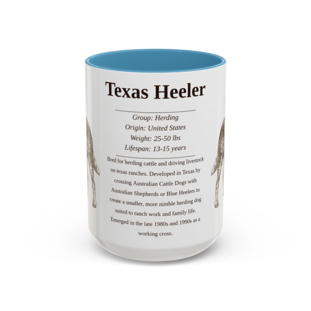 15oz Texas Heeler Mug, Light Blue, front view