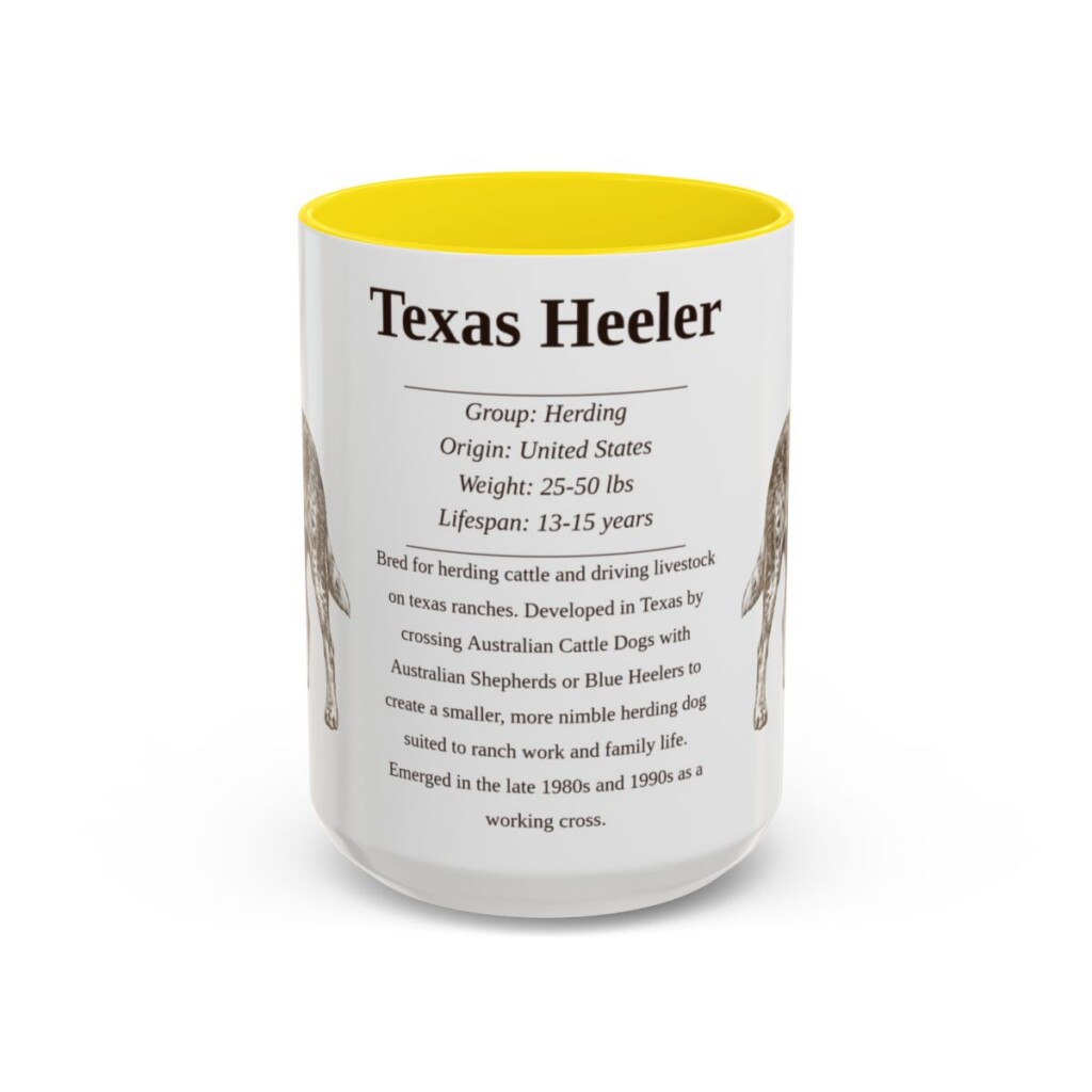 15oz Texas Heeler Mug, Yellow, front view