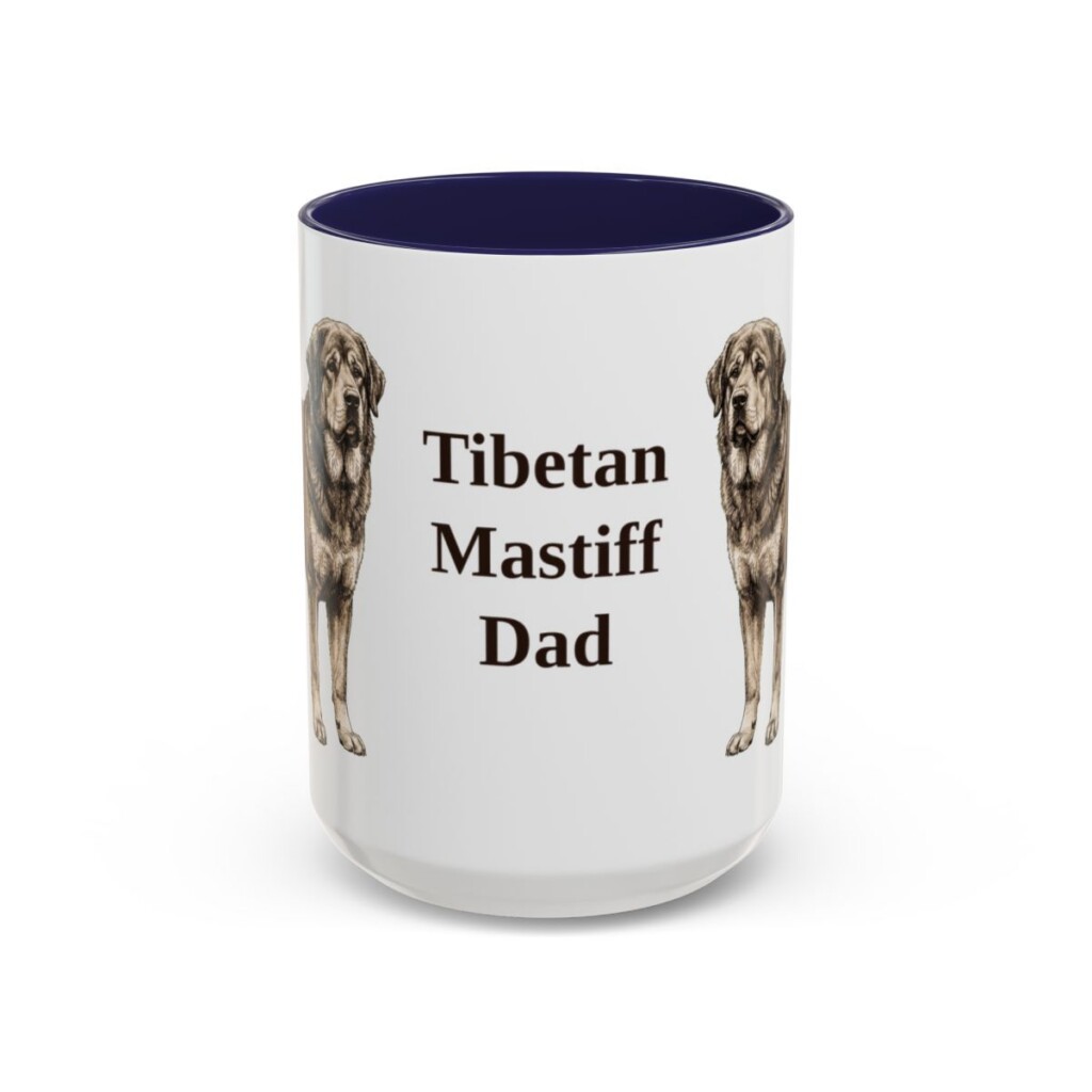 15oz Tibetan Mastiff Dog Dad Mug, Navy, front view