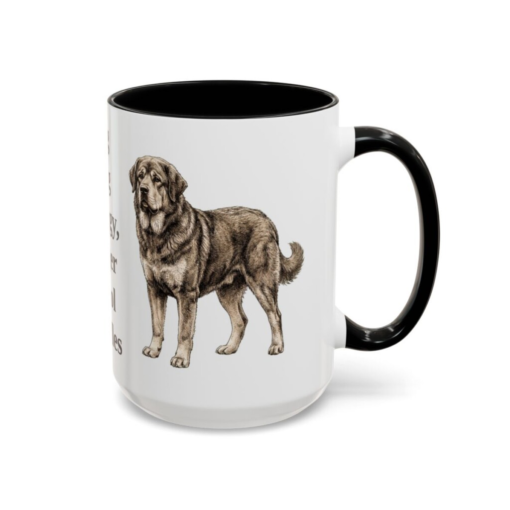 15oz Funny Tibetan Mastiff Mug, Black, right side view