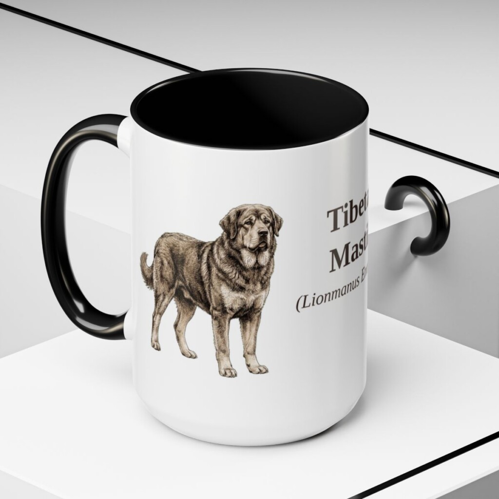 15oz-tibetan-mastiff-mug-latin-black-context-2 15oz Tibetan Mastiff Latin Mug, Black, lifestyle photo