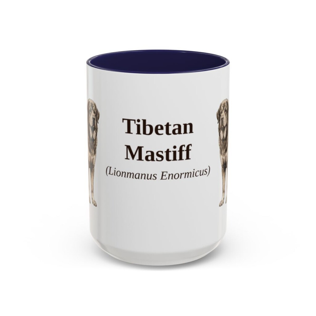 15oz-tibetan-mastiff-mug-latin-navy 15oz Tibetan Mastiff Latin Mug, Navy, front view
