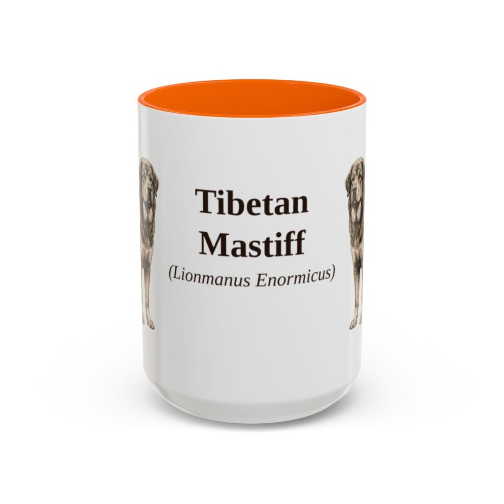 15oz-tibetan-mastiff-mug-latin-orange 15oz Tibetan Mastiff Latin Mug, Orange, front view