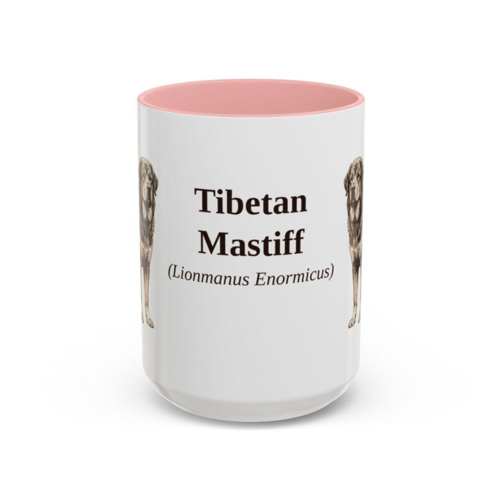 15oz-tibetan-mastiff-mug-latin-pink 15oz Tibetan Mastiff Latin Mug, Pink, front view