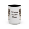 15oz Tibetan Mastiff Dog Mom Mug, Black, front view