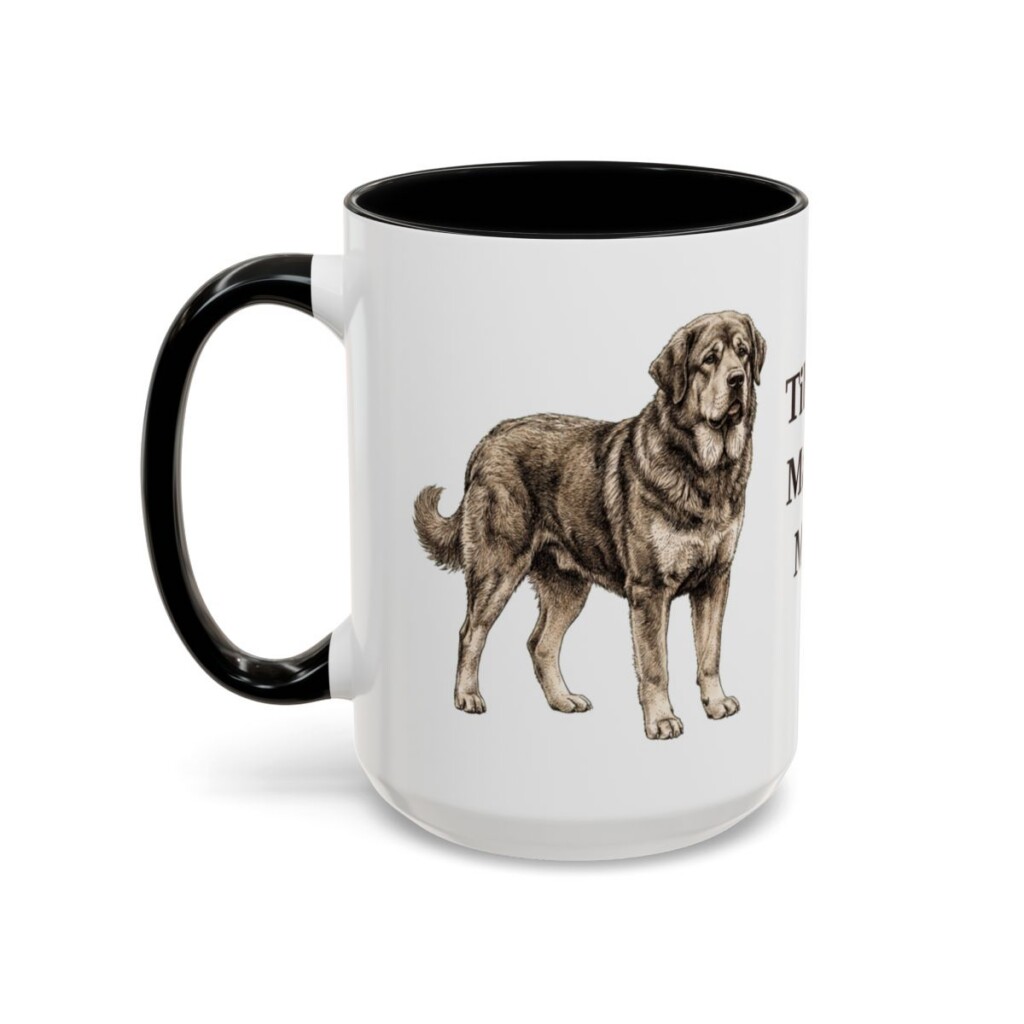 15oz Tibetan Mastiff Dog Mom Mug, Black, left side view