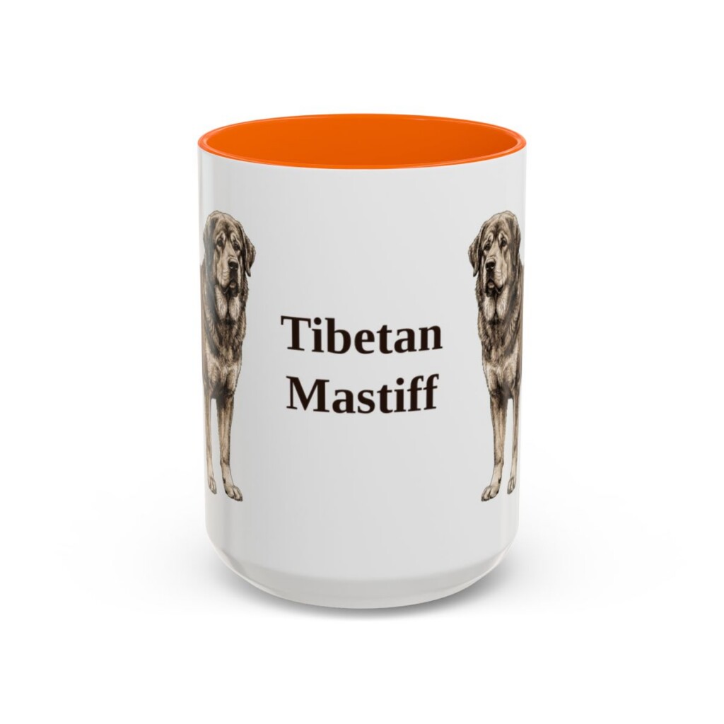 15oz-tibetan-mastiff-mug-orange 15oz Tibetan Mastiff Mug, Orange, front view
