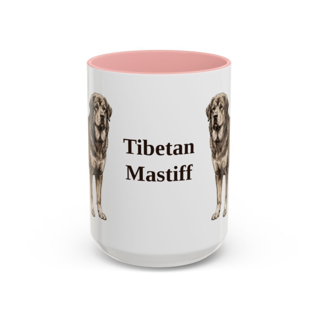 15oz-tibetan-mastiff-mug-pink 15oz Tibetan Mastiff Mug, Pink, front view