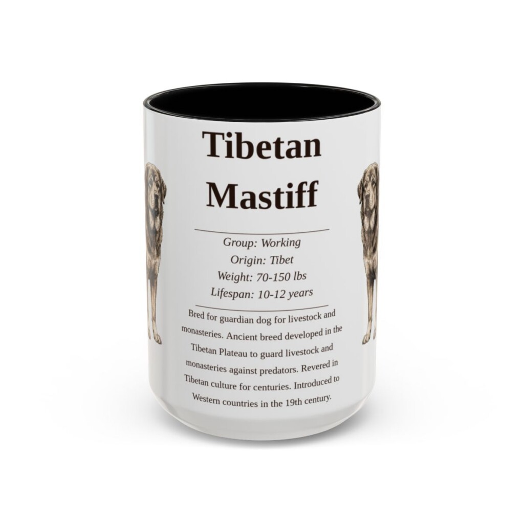 15oz Tibetan Mastiff Mug, Black, front view