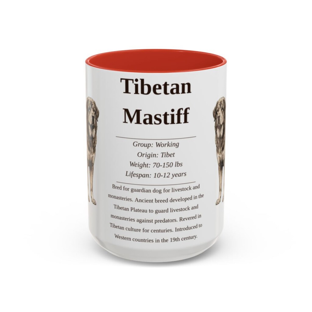 15oz Tibetan Mastiff Mug, Red, front view