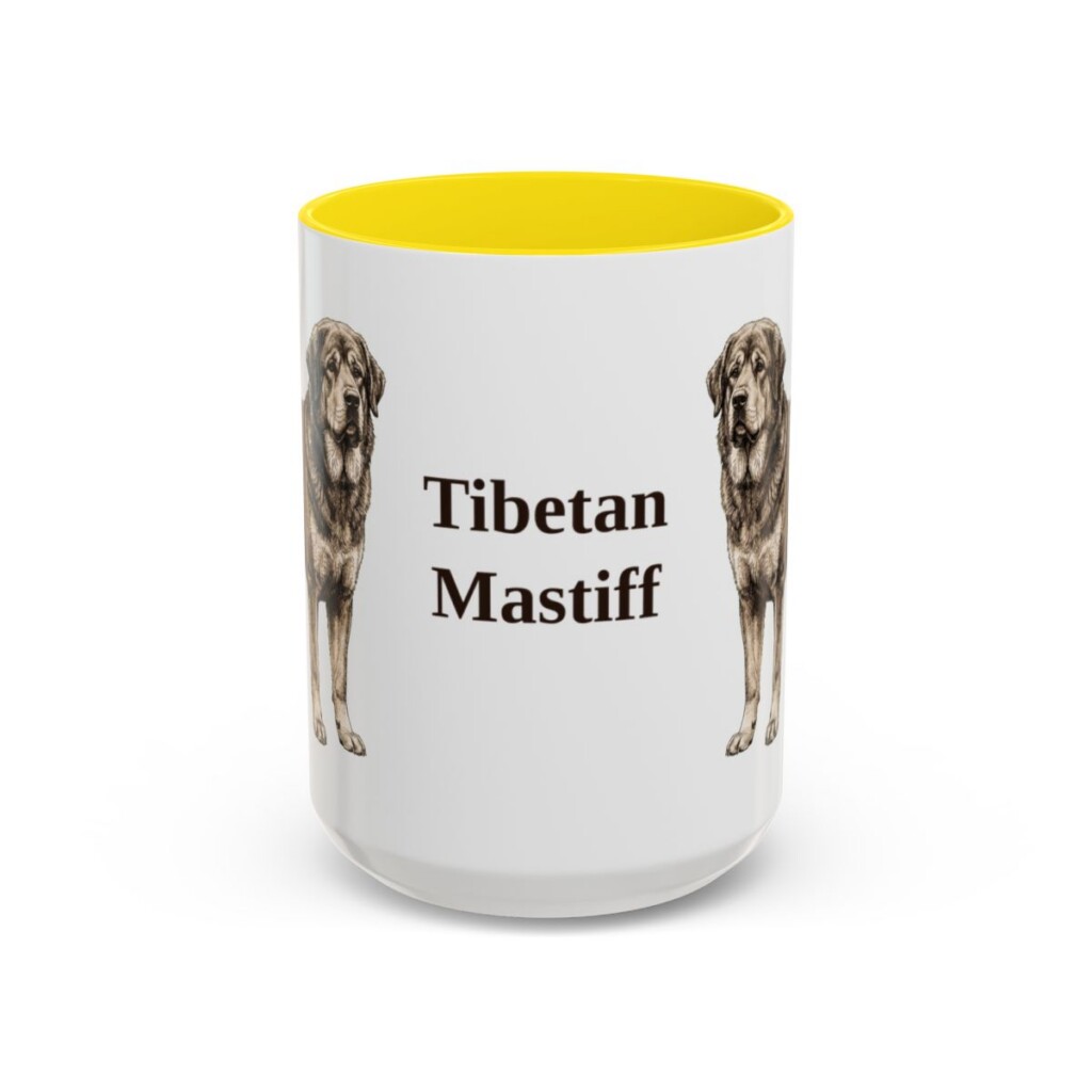 15oz-tibetan-mastiff-mug-yellow 15oz Tibetan Mastiff Mug, Yellow, front view