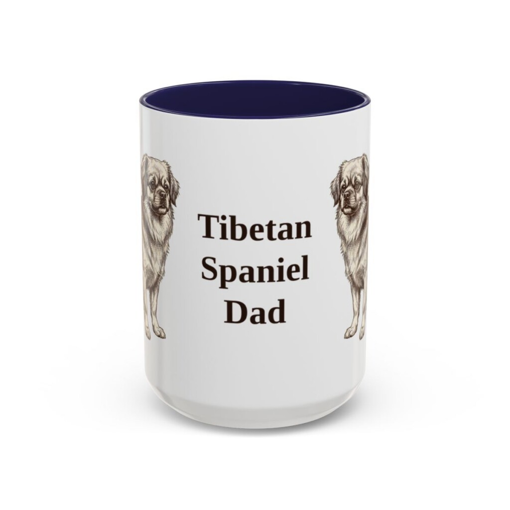 15oz-tibetan-spaniel-mug-dad-navy 15oz Tibetan Spaniel Dog Dad Mug, Navy, front view