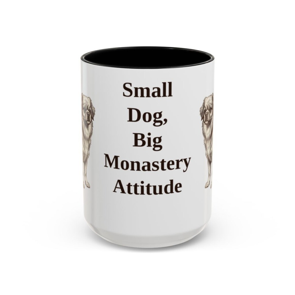 15oz Funny Tibetan Spaniel Mug, Black, front view
