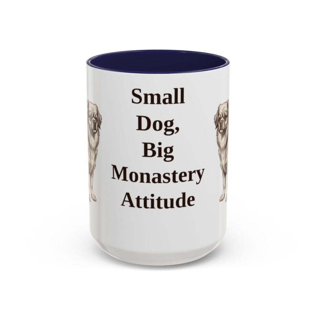 15oz Funny Tibetan Spaniel Mug, Navy, front view