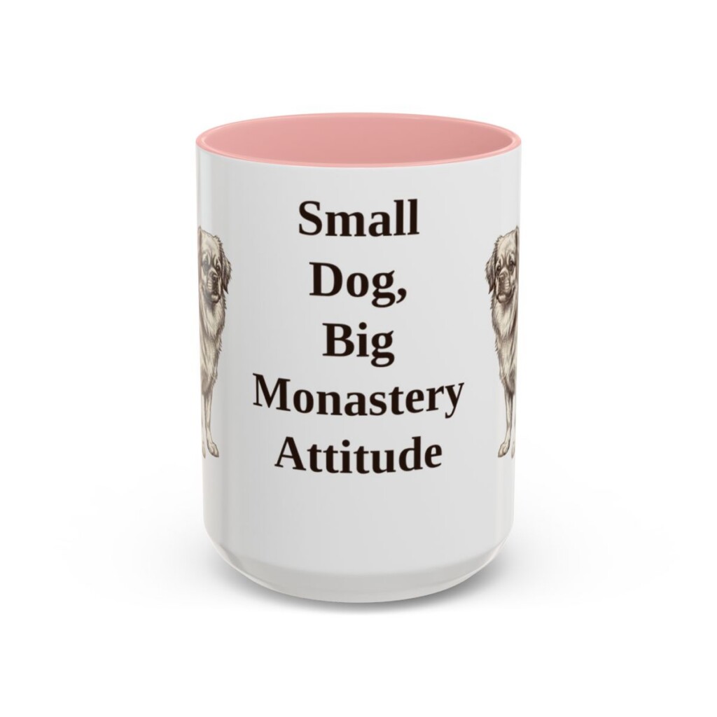 15oz Funny Tibetan Spaniel Mug, Pink, front view