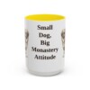15oz Funny Tibetan Spaniel Mug, Yellow, front view