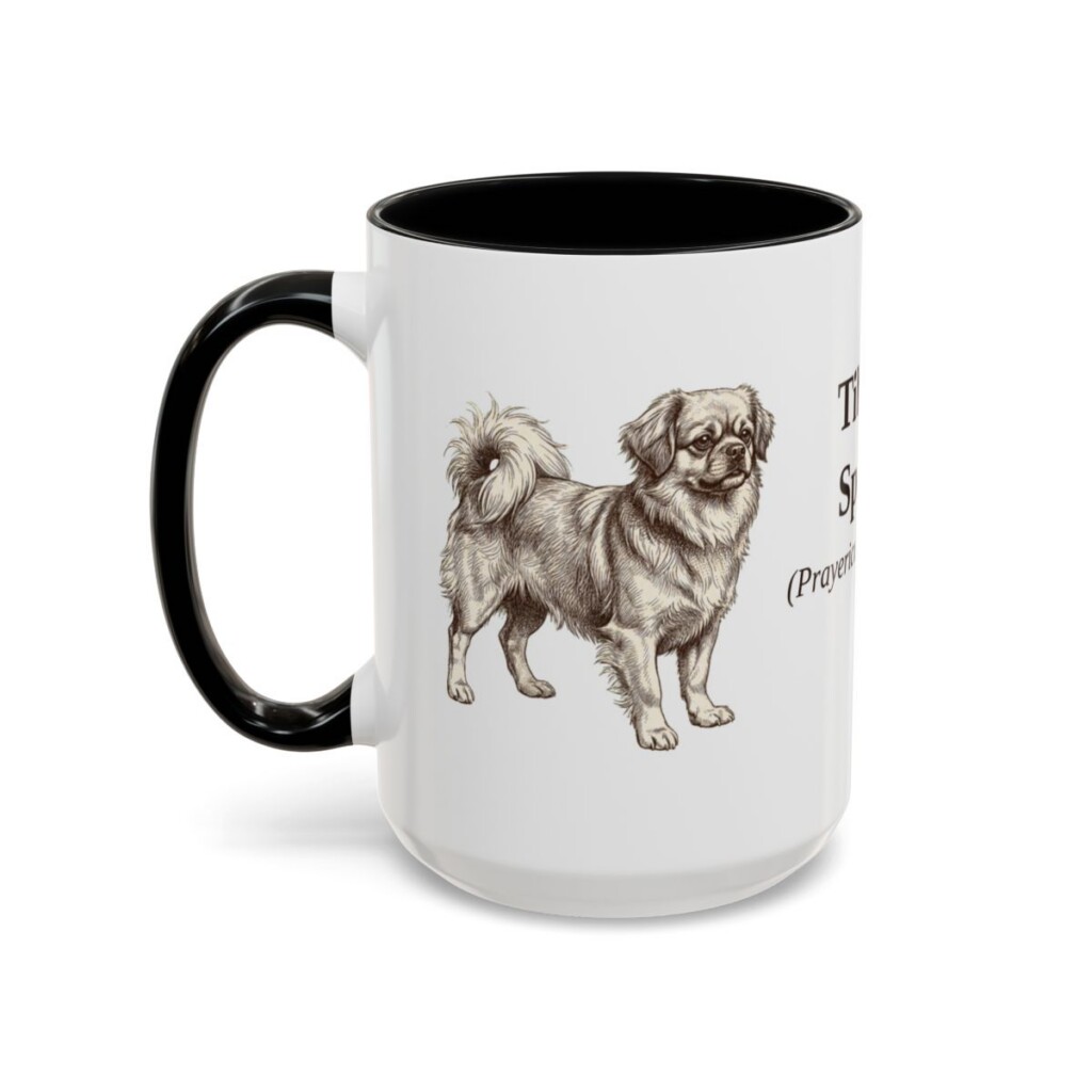 15oz Tibetan Spaniel Latin Mug, Black, left side view