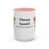 15oz Tibetan Spaniel Latin Mug, Pink, front view