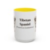15oz Tibetan Spaniel Latin Mug, Yellow, front view