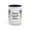 15oz Tibetan Spaniel Dog Mom Mug, Navy, front view