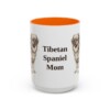 15oz Tibetan Spaniel Dog Mom Mug, Orange, front view