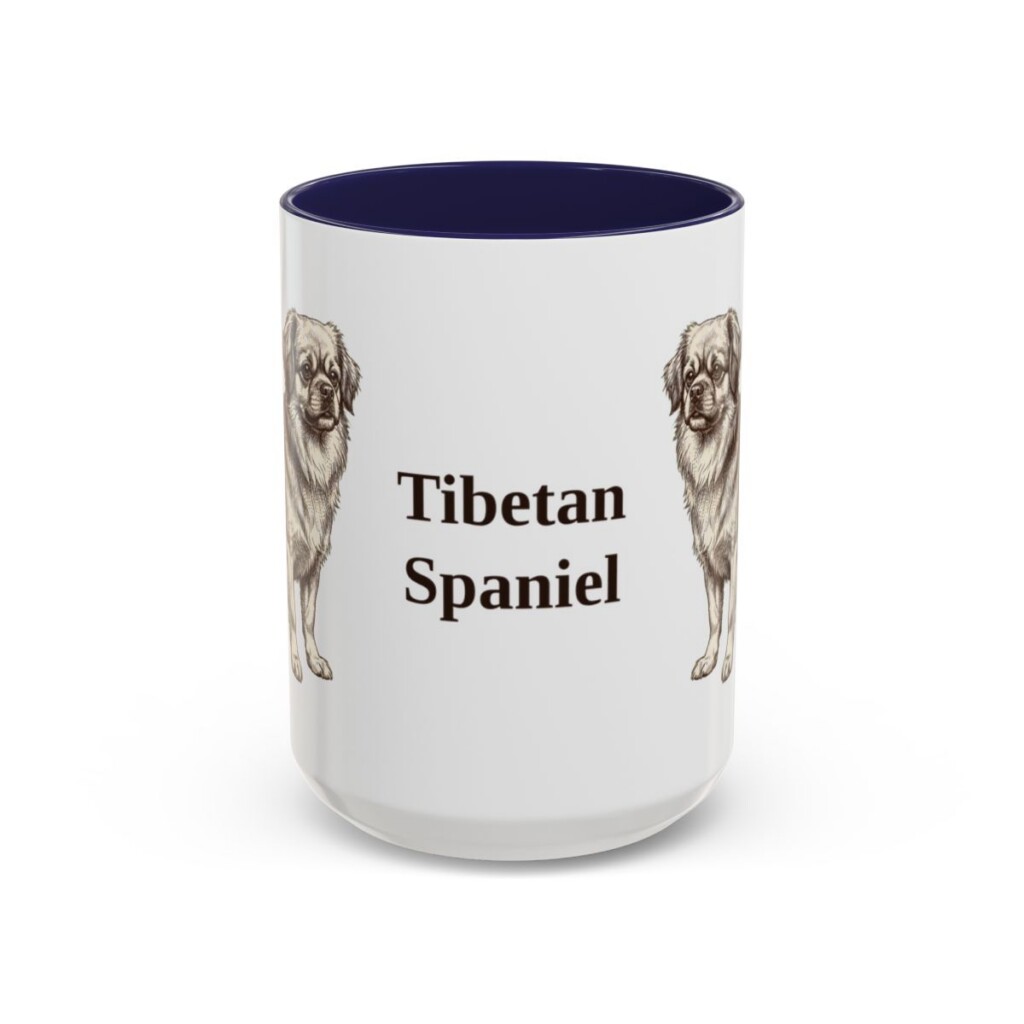 15oz Tibetan Spaniel Mug, Navy, front view