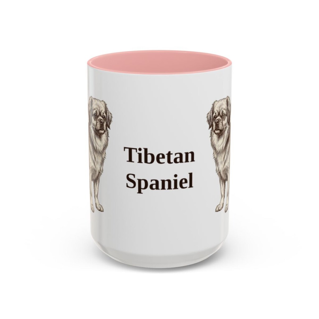 15oz Tibetan Spaniel Mug, Pink, front view