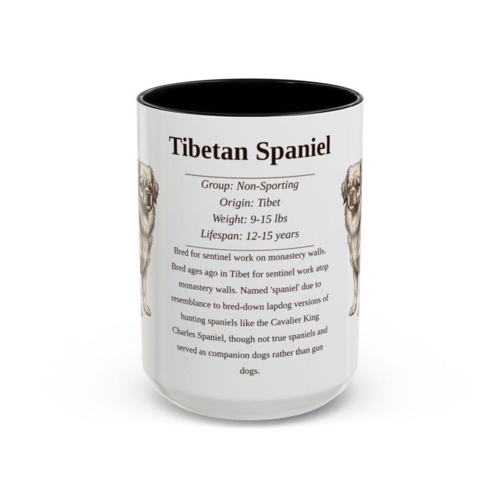 15oz Tibetan Spaniel Mug, Black, front view