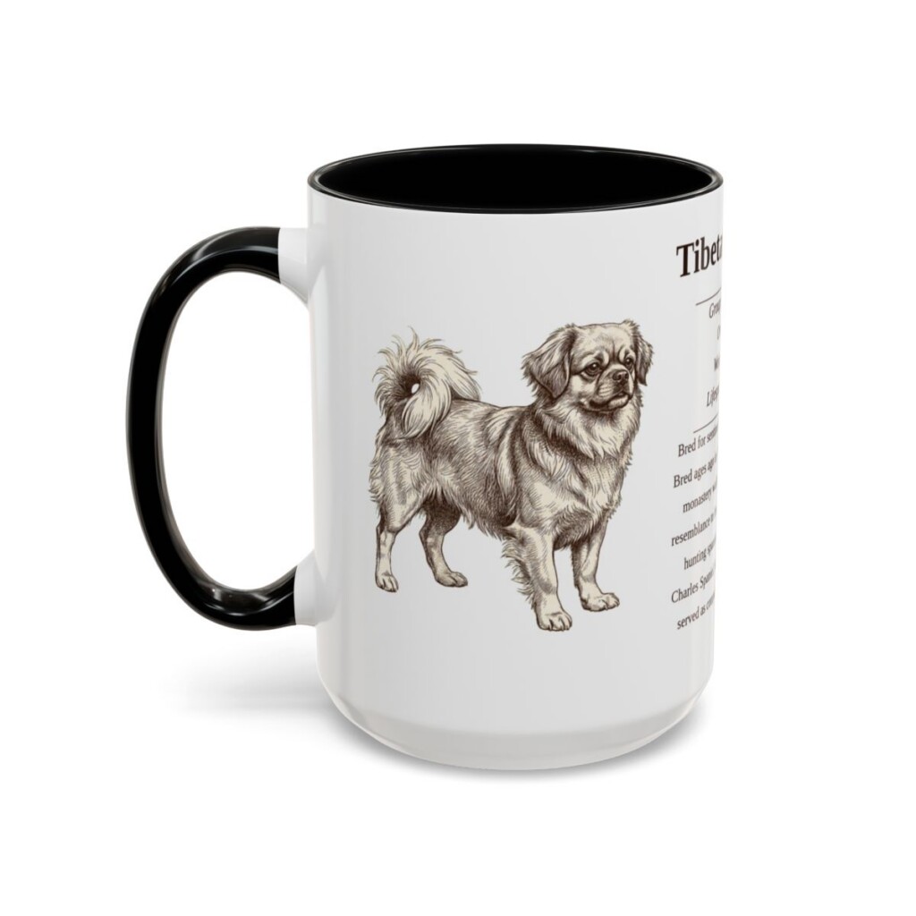 15oz Tibetan Spaniel Mug, Black, left side view